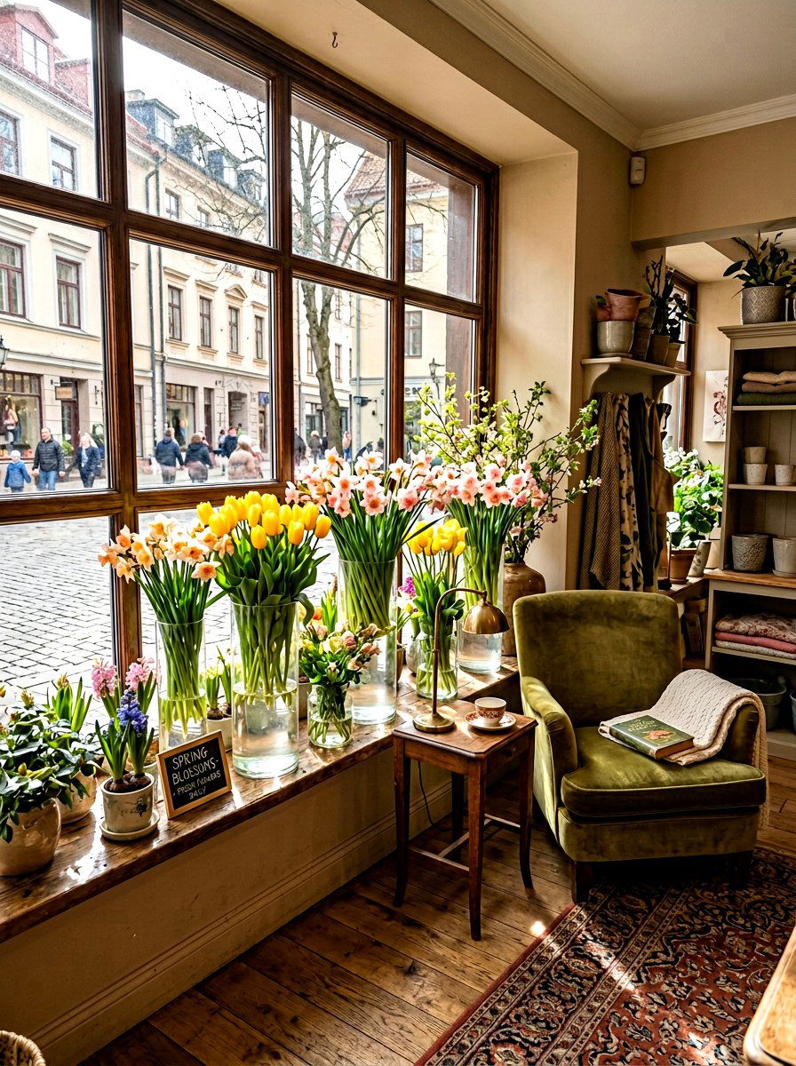 Floral Window Display - 25 Spring Boutique Decor Ideas