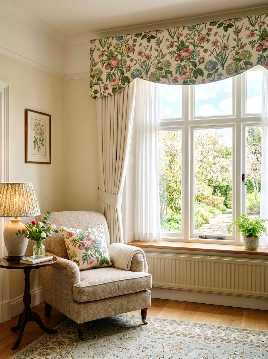 Floral Window Valance - 25 Spring Hotel Room Decor Ideas