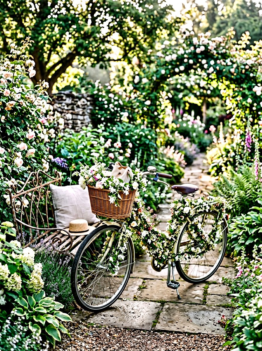 Floral Wrapped Bike Frame - 25 Spring Bicycle Decor Ideas