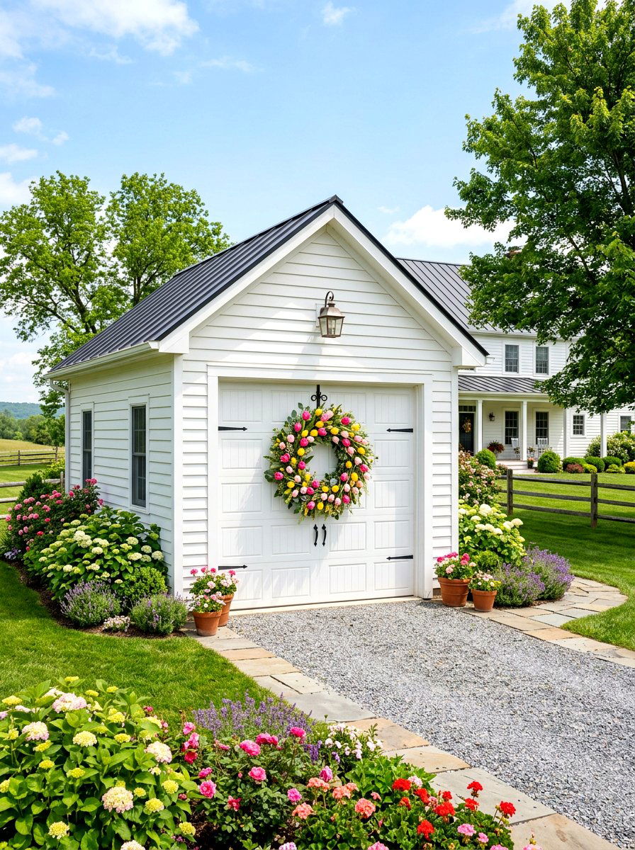 Floral Wreath For Garage Door - 25 Spring Garage Door Decor Ideas