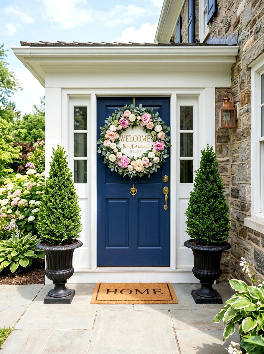 Floral Wreath Sign - 25 Spring Sign Decor Ideas