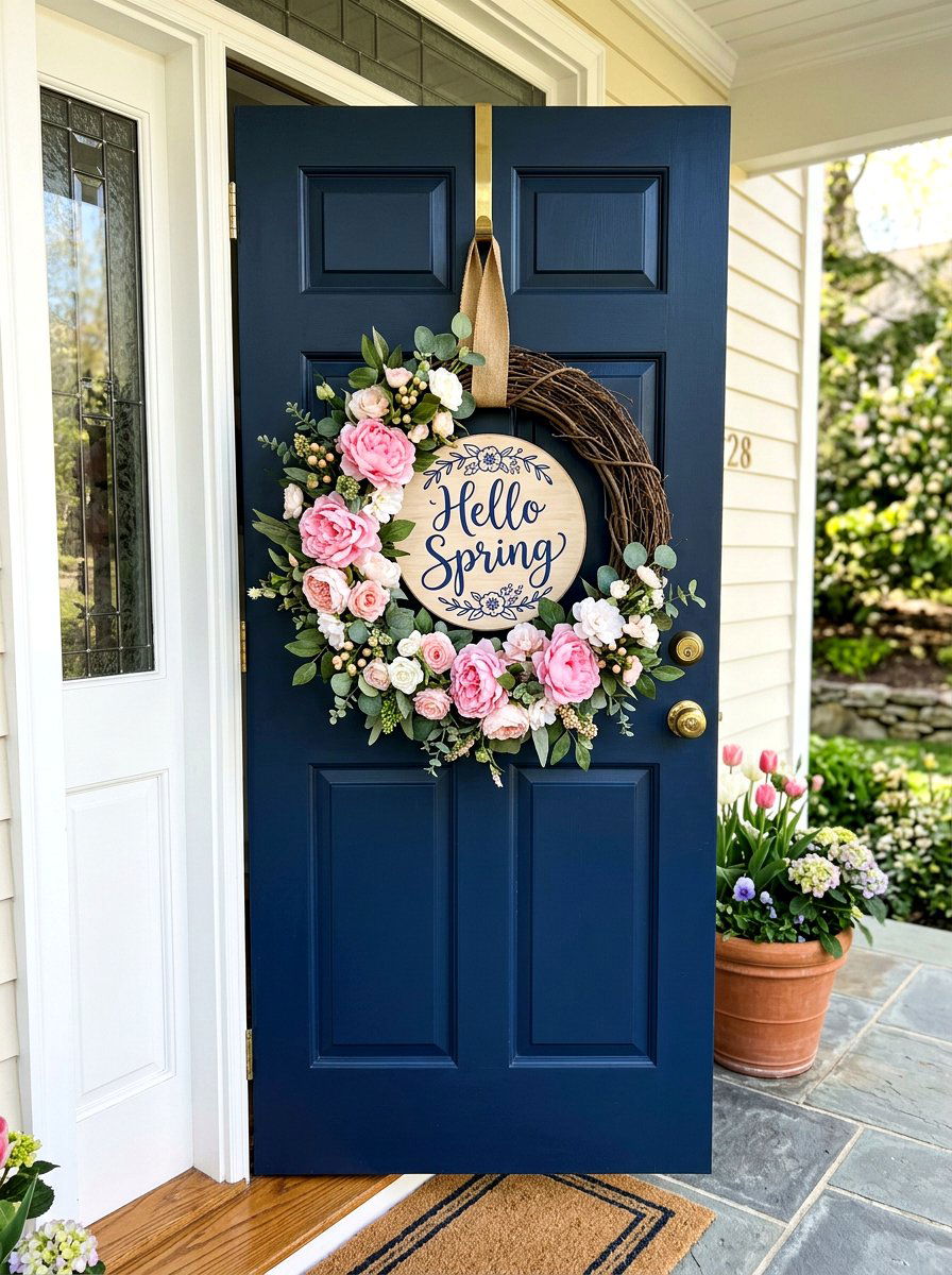 Floral Wreath Sign - 25 Spring Outdoor Sign Ideas