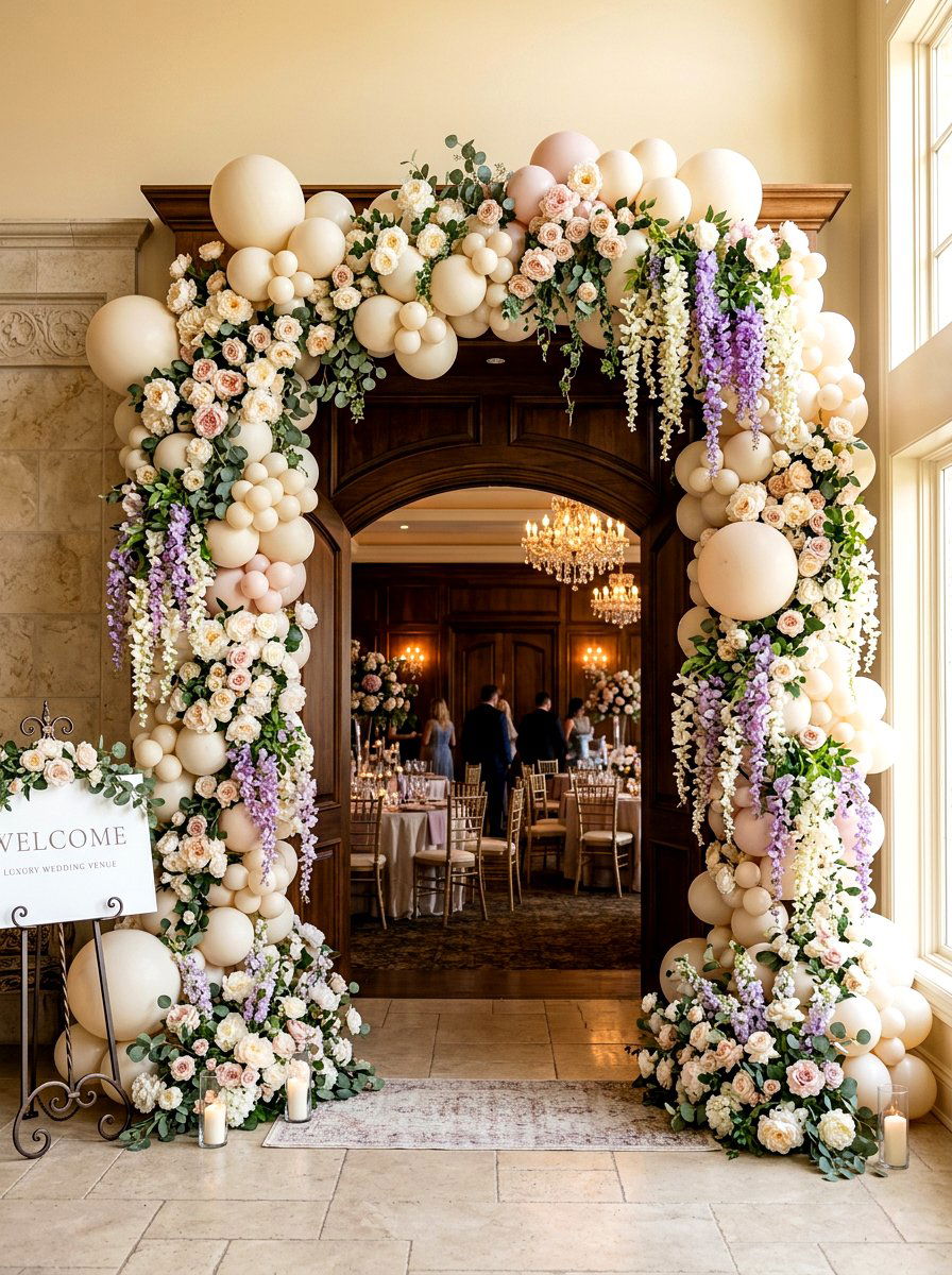Floral balloon garland arch - 25 Spring Balloon Arch Ideas