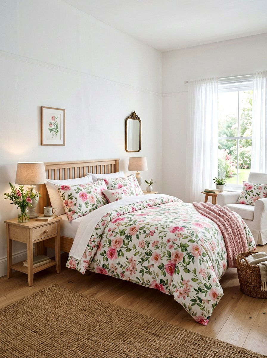 Floral bedding set - 25 Spring Decorating Tips for Small Spaces