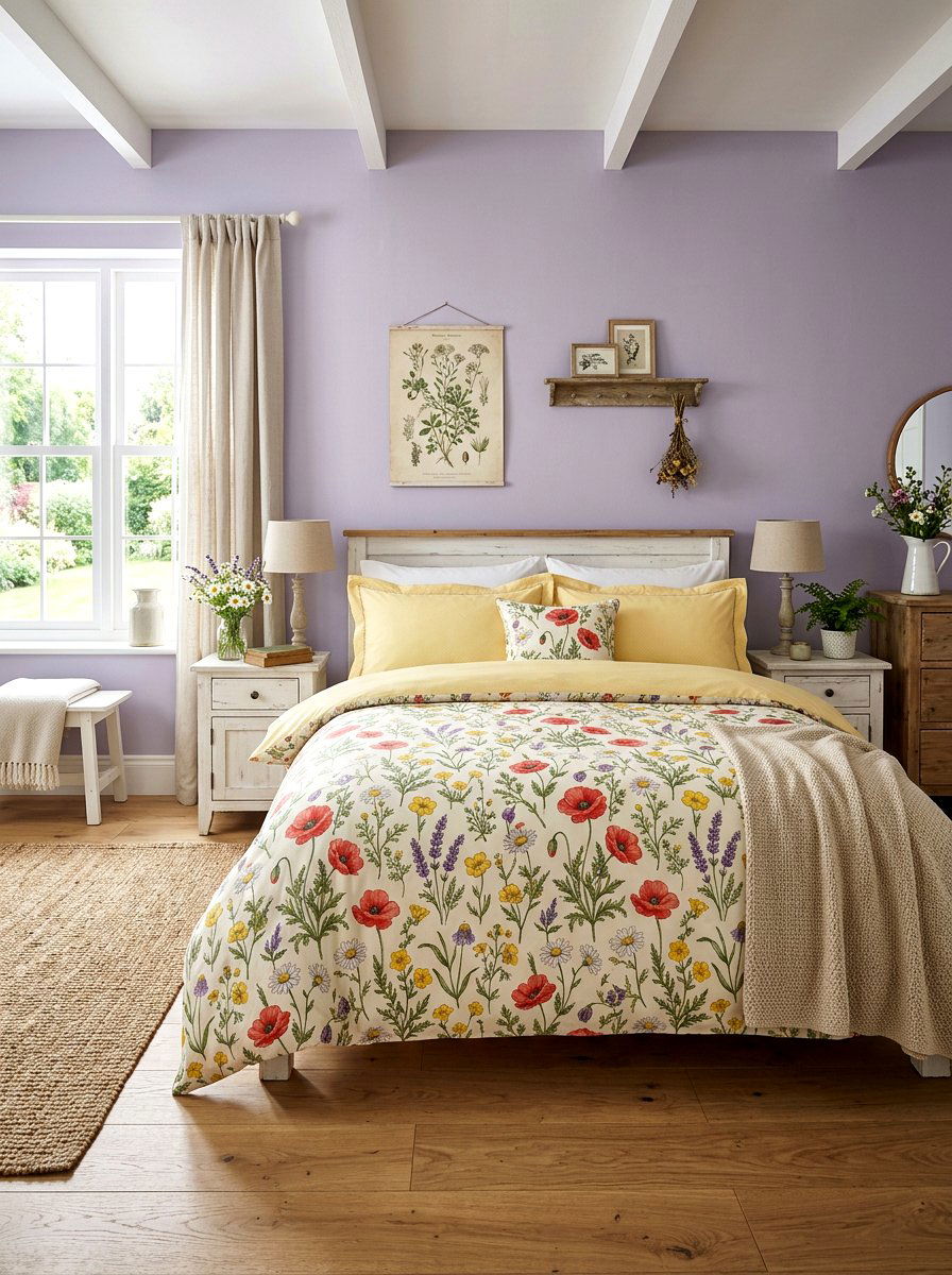 Floral bedroom bedding - 25 Spring Vacation Rental Decor Ideas