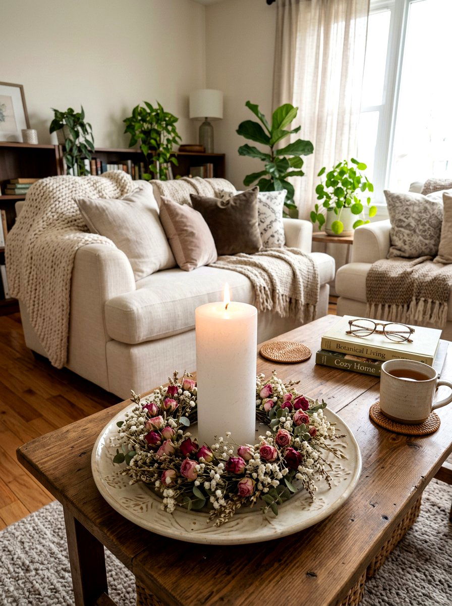 Floral candle ring - 25 Spring Dried Flower Ideas