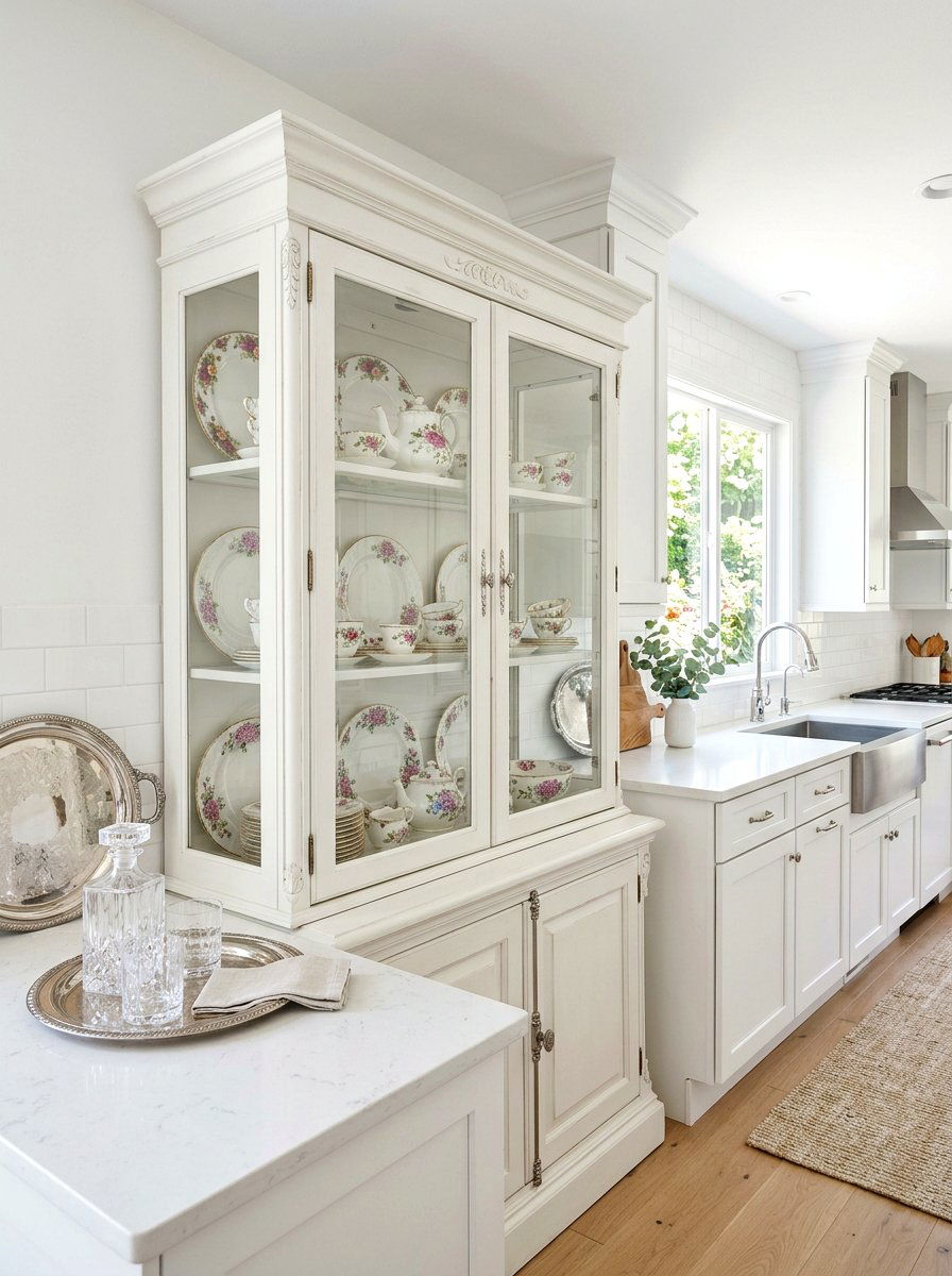 Floral china cabinet kitchen - 25 Spring Grandmillennial Decor Ideas