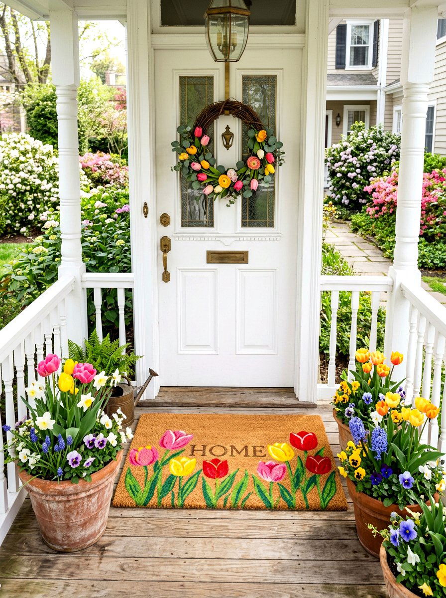 Floral coir doormat - 25 Spring Welcome Mat Ideas