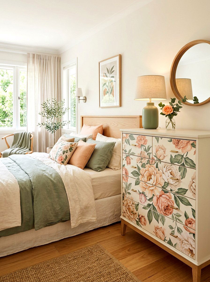 Floral dresser makeover - 25 Spring Decoupage Ideas