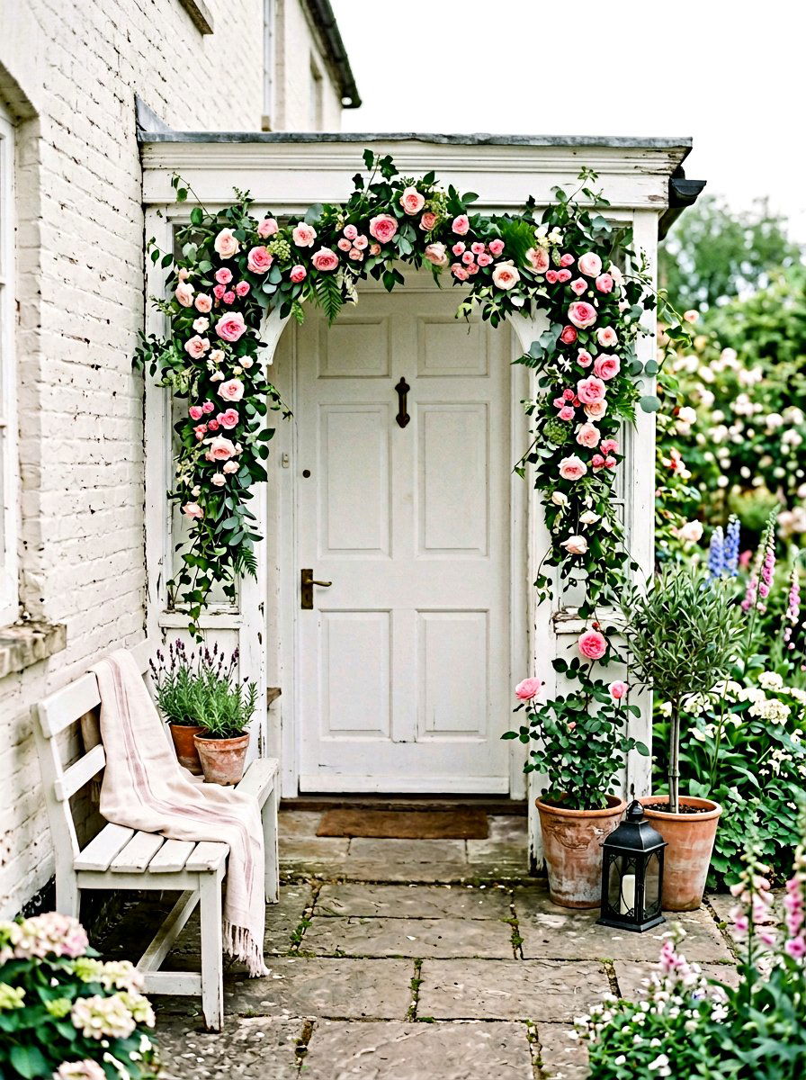 Floral garland - 25 Outdoor Spring Decor Ideas for Front Porch