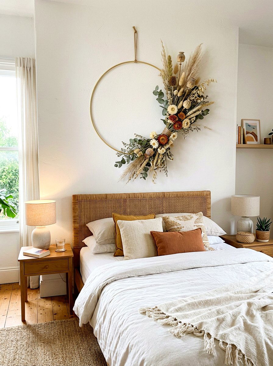 Floral hoop wreath - 25 Spring Dried Flower Ideas