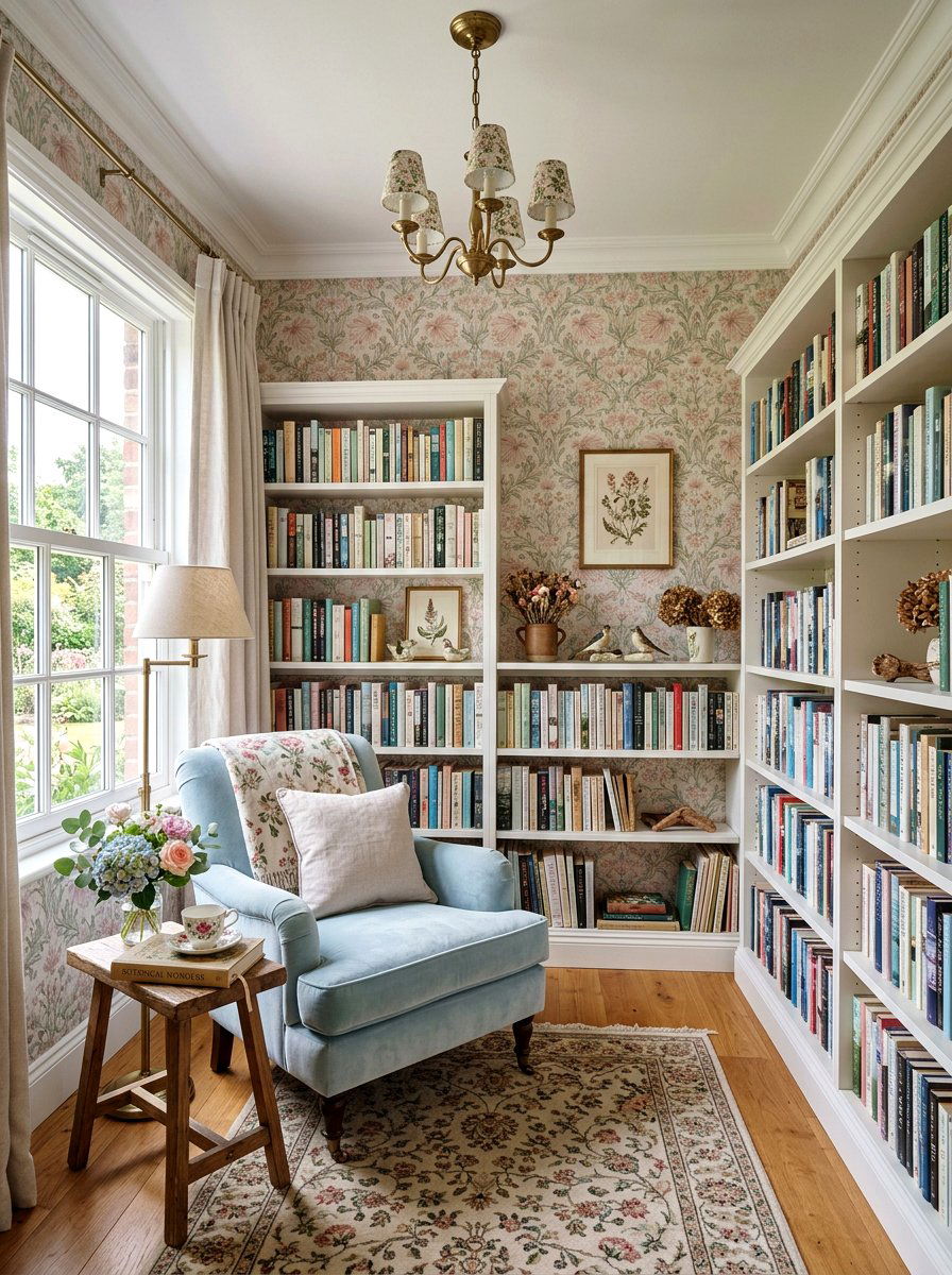 Floral library wallpaper - 25 Spring Library Decor Ideas