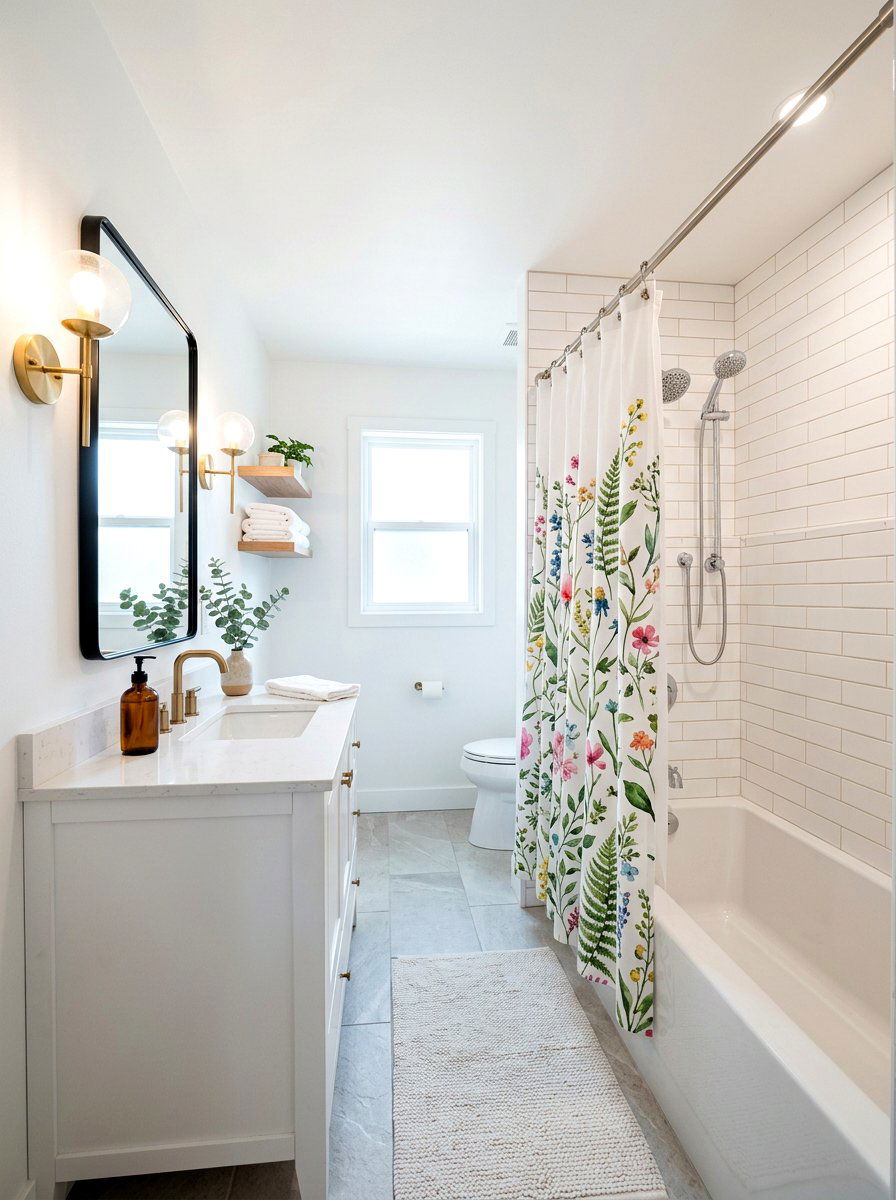 Floral shower curtain for bathroom - 25 Spring Floral Decor Ideas