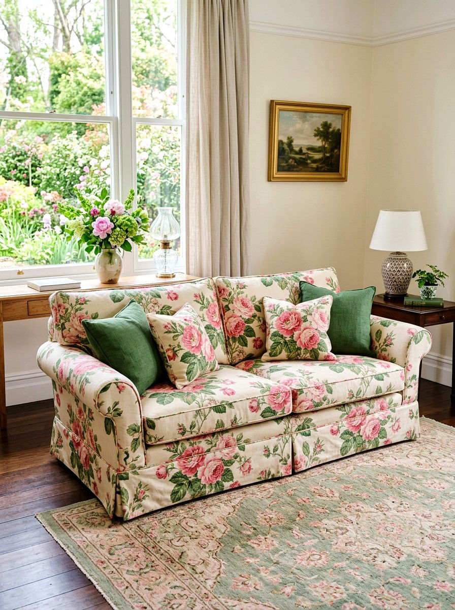 Floral sofa slipcover decor - 25 Spring Sofa Styling Ideas