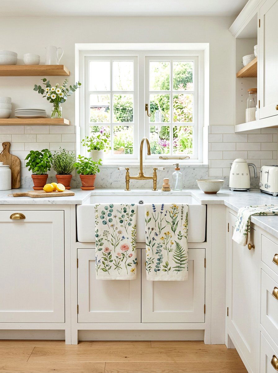 Floral tea towels - 25 Spring Kitchen Refresh Ideas