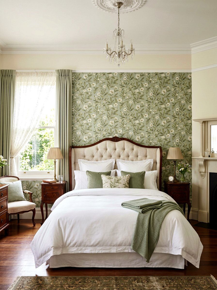 Floral wallpaper bedroom - 25 Spring Victorian Decor Ideas