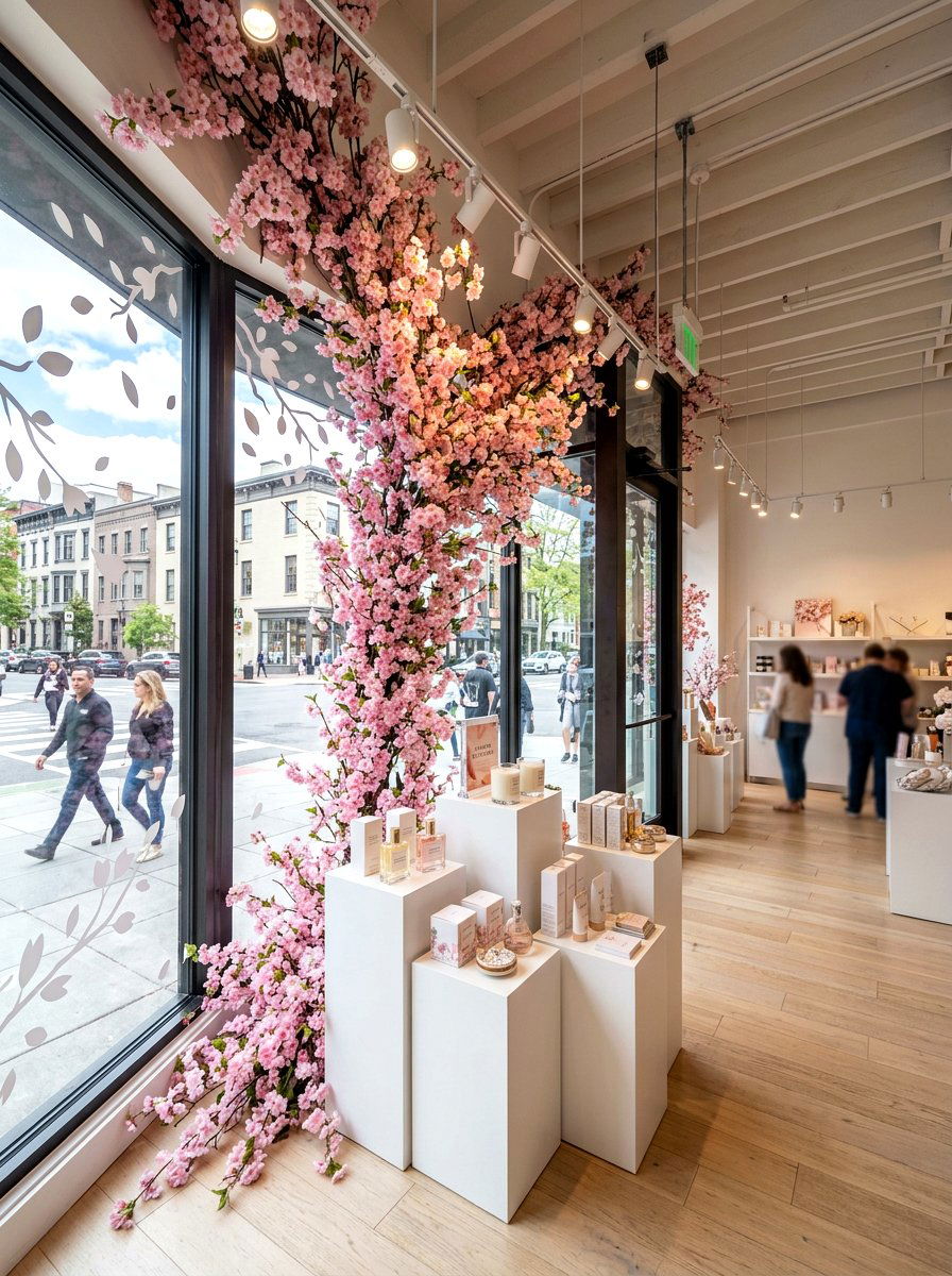 Floral window display - 25 Spring Visual Merchandising Ideas