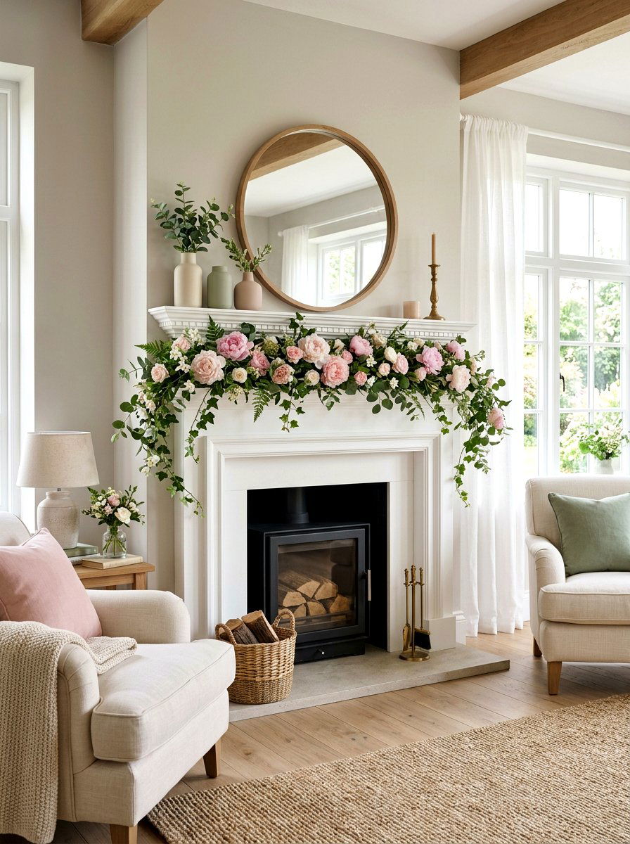 Flower Garland For Mantel - 25 Spring Banner Ideas