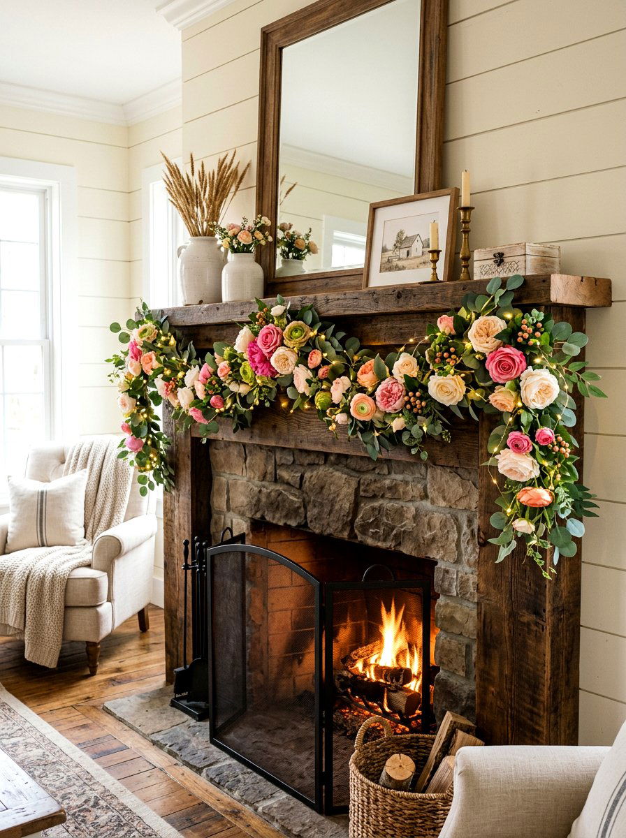 Flower Garland String Light - 25 Spring String Light Ideas