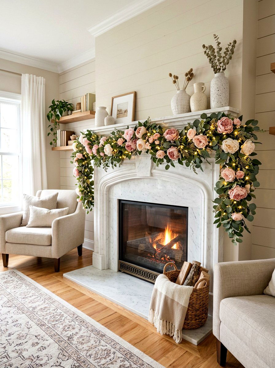 Flower Garland String Light - 25 Spring Fairy Light Ideas