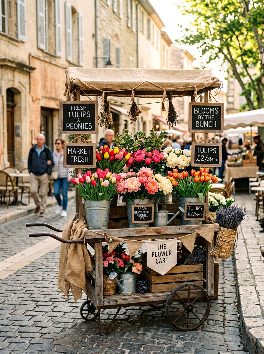 Flower Market Cart - 25 Spring Retail Display Ideas