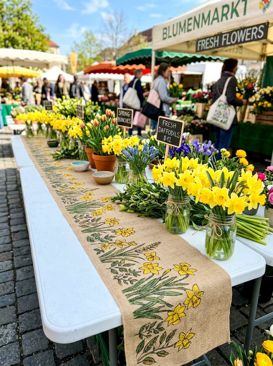 Flower Market Table Runner - 25 Spring Flower Market Ideas