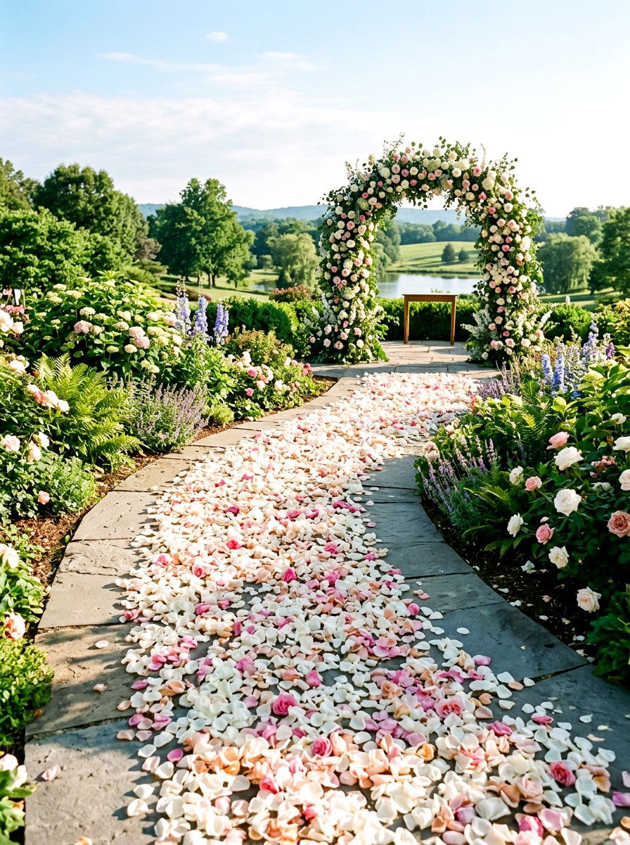 Flower Petal Runner - 25 Spring Outdoor Wedding Decor Ideas