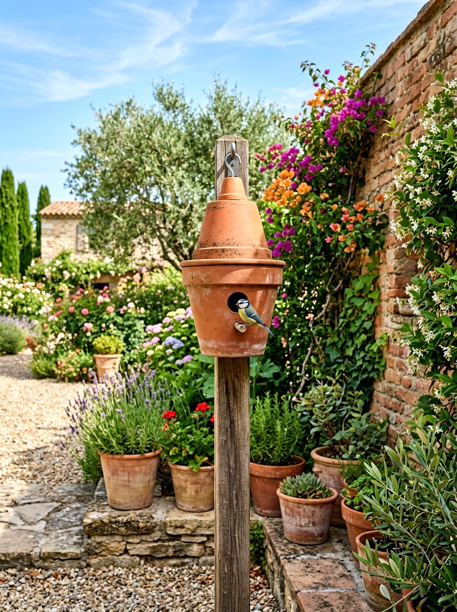 Flower Pot Birdhouse - 25 Spring Birdhouse Decor Ideas