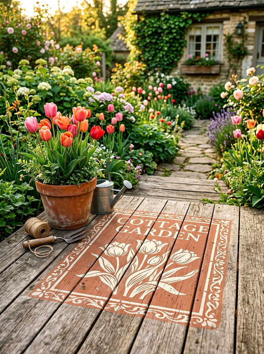 Flower Pot Stencil - 25 Spring Stencil Decor Ideas