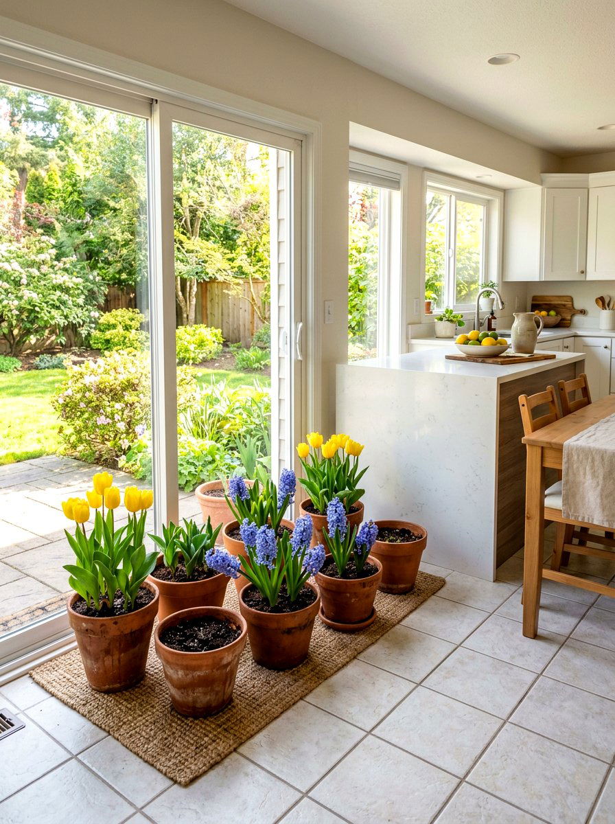 Flower Pots Near Sliding Door - 25 Spring Sliding Door Decor Ideas