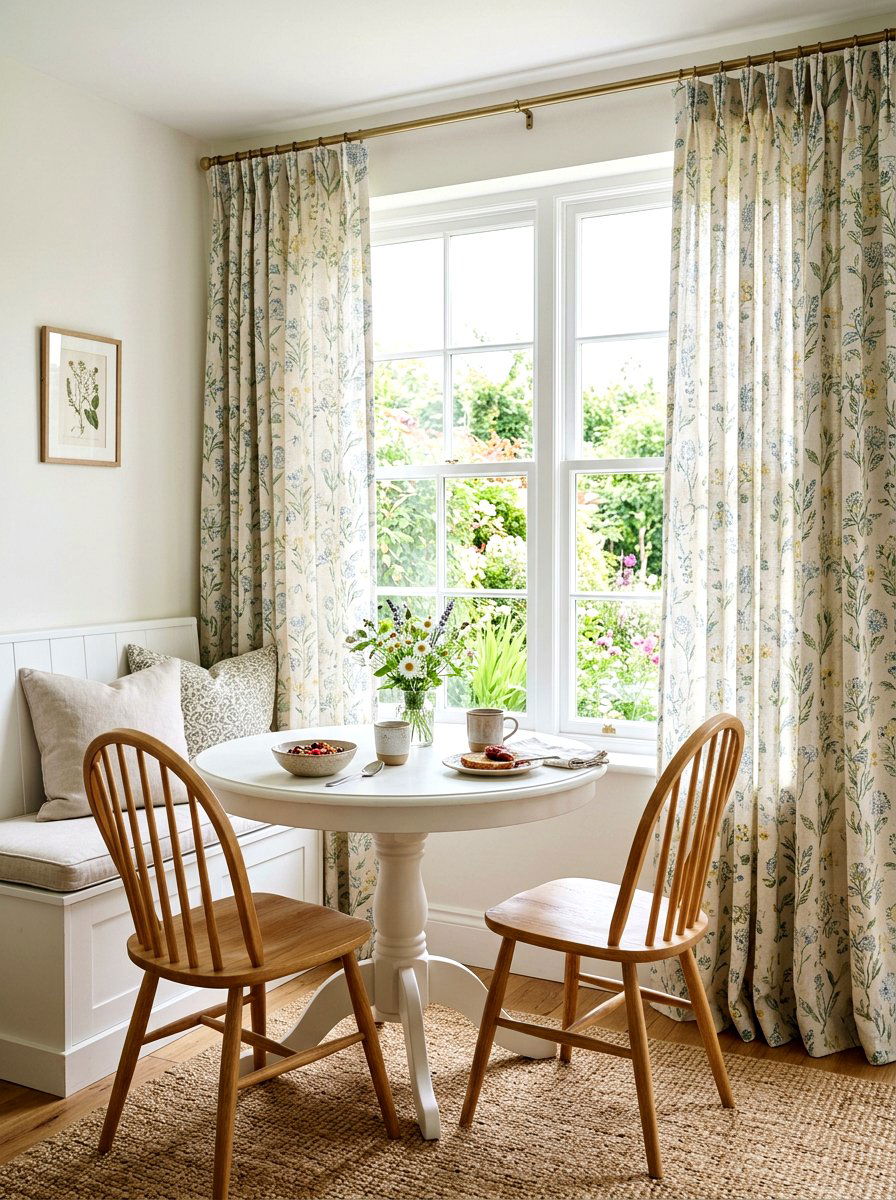 Flower Stamped Curtains - 25 Spring Stamped Decor Ideas