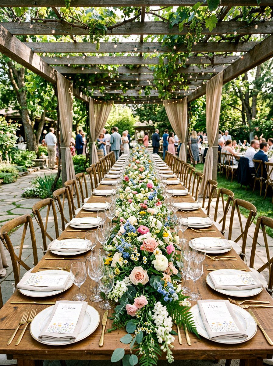 Flower Table Garland - 25 Spring Wildflower Centerpiece Ideas