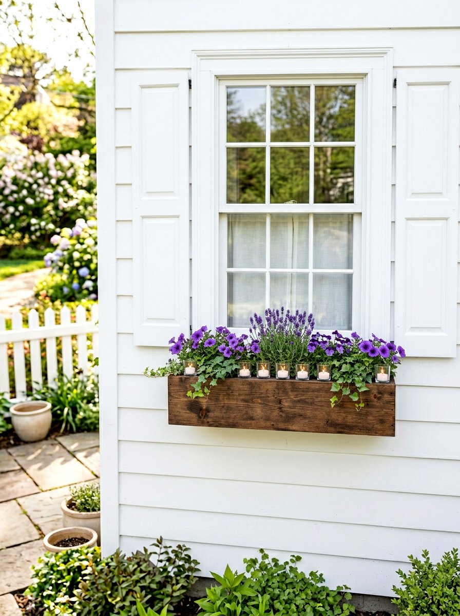 Flower box candle display - 25 Spring Outdoor Candle Ideas
