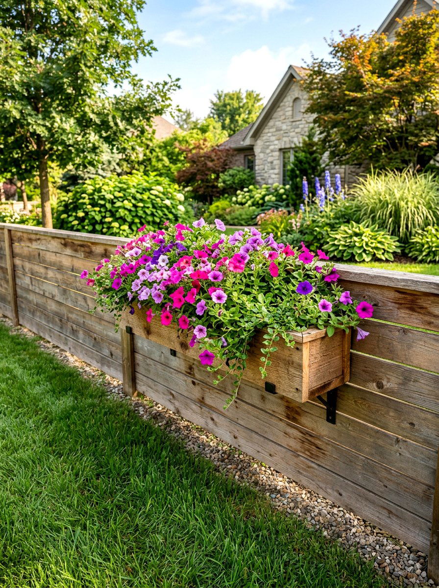 Flower box for wood fence - 25 Spring Garden Fence Decor Ideas