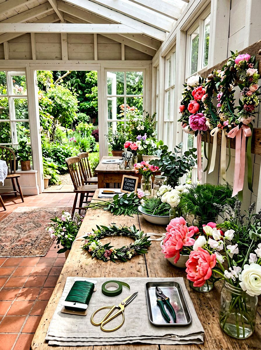 Flower crown making station - 25 Spring Bridesmaid Luncheon Ideas