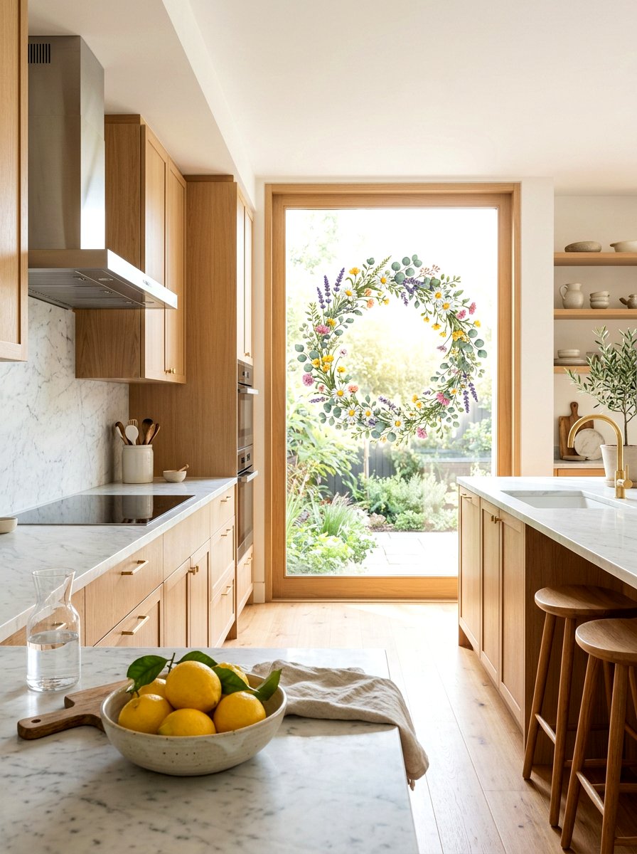 Flower wreath window stickers - 25 Spring Window Cling Ideas