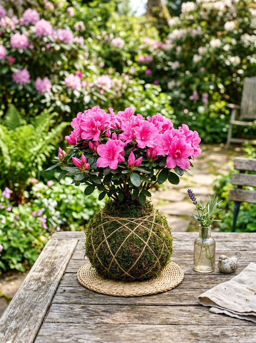 Flowering Azalea Kokedama - 25 Spring Kokedama Ideas