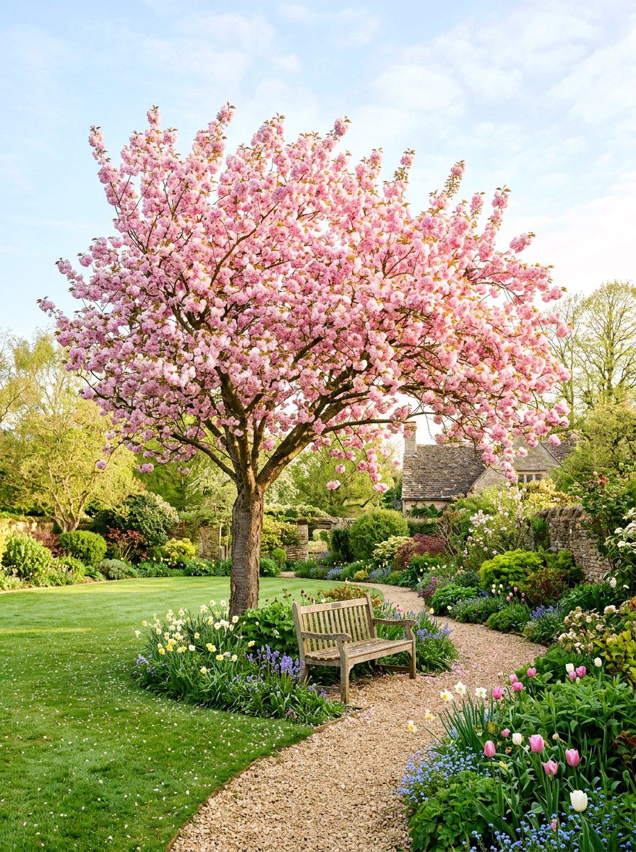 Flowering Cherry Blossom Tree - 25 Spring Tall Plant Ideas