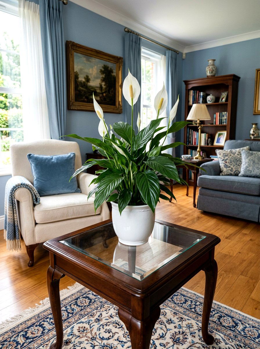 Flowering Peace Lily - 25 Spring Living Room Plant Ideas