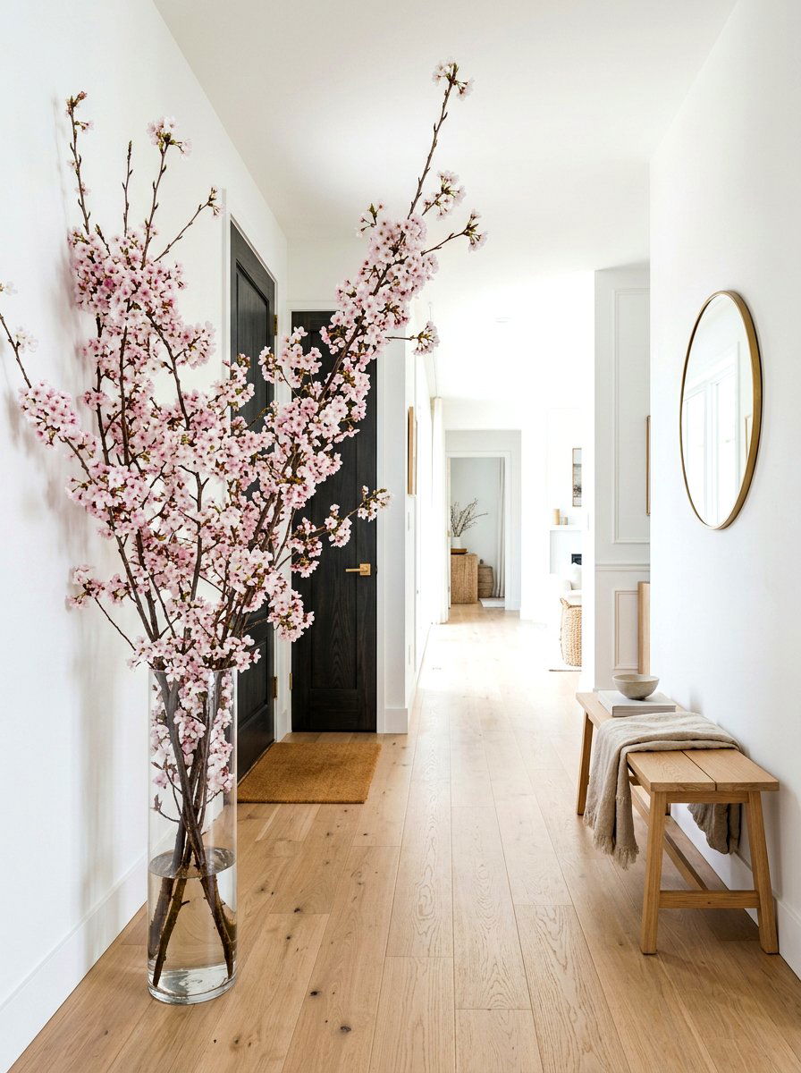 Flowering tree branch arrangement - 25 Spring Free Decor Ideas
