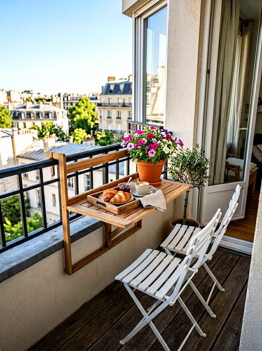 Folding Balcony Table Chair - 25 Spring Balcony Seating Decor Ideas