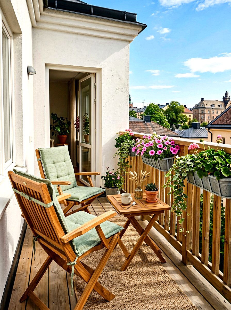 Folding Wooden Chair - 25 Spring Balcony Seating Decor Ideas