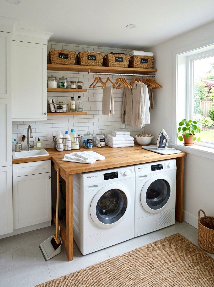Folding table - 25 Spring Laundry Room Decor Ideas
