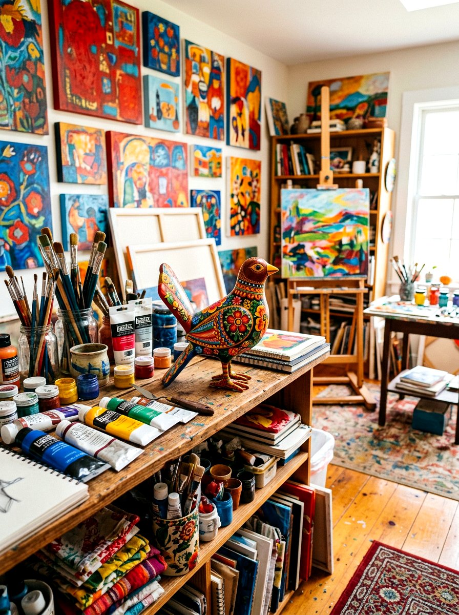 Folk Art Bird - 25 Spring Bird Figurine Ideas