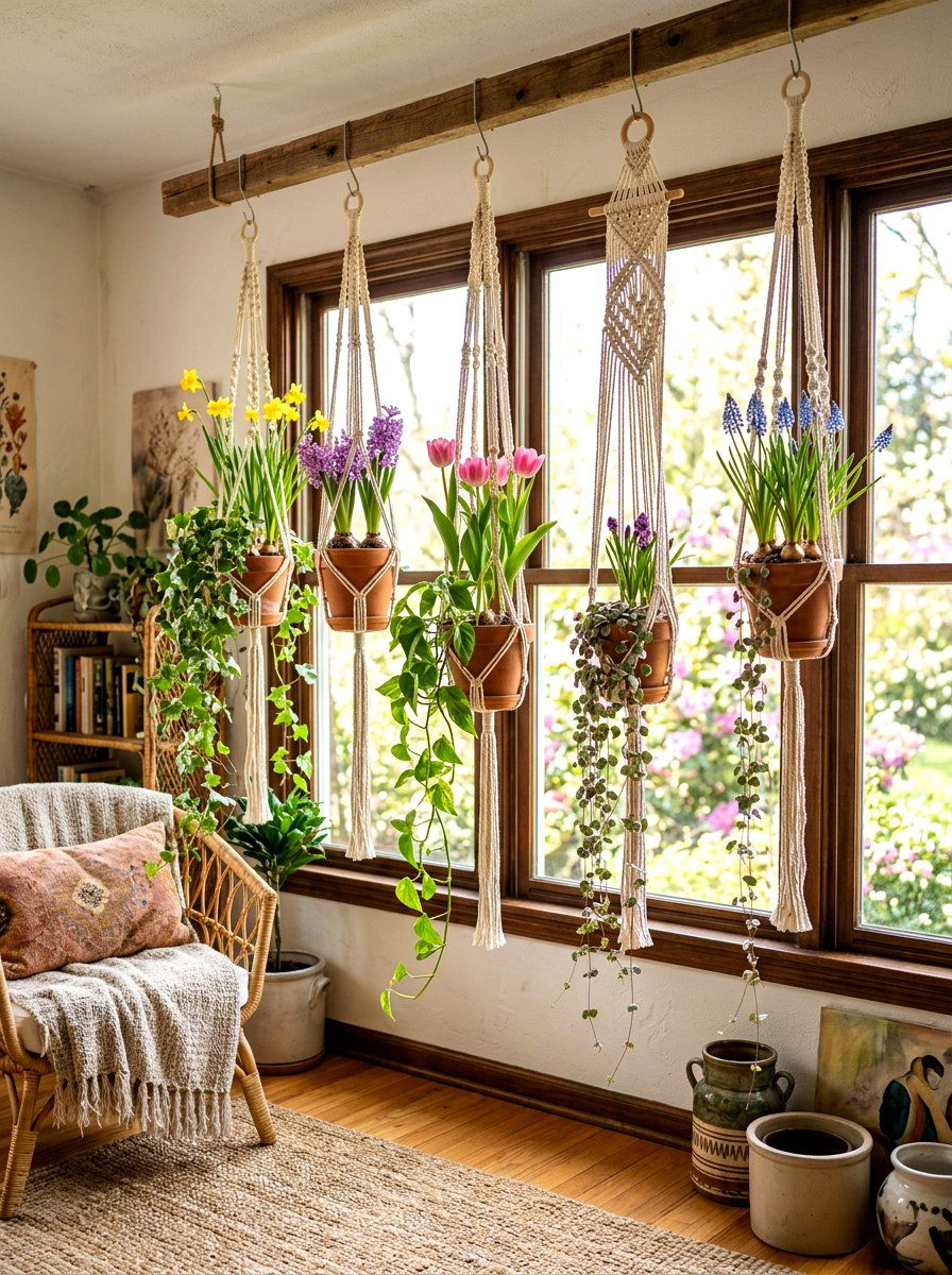 Forced Bulbs In Hanging Planters - 25 Spring Bulb Forcing Ideas
