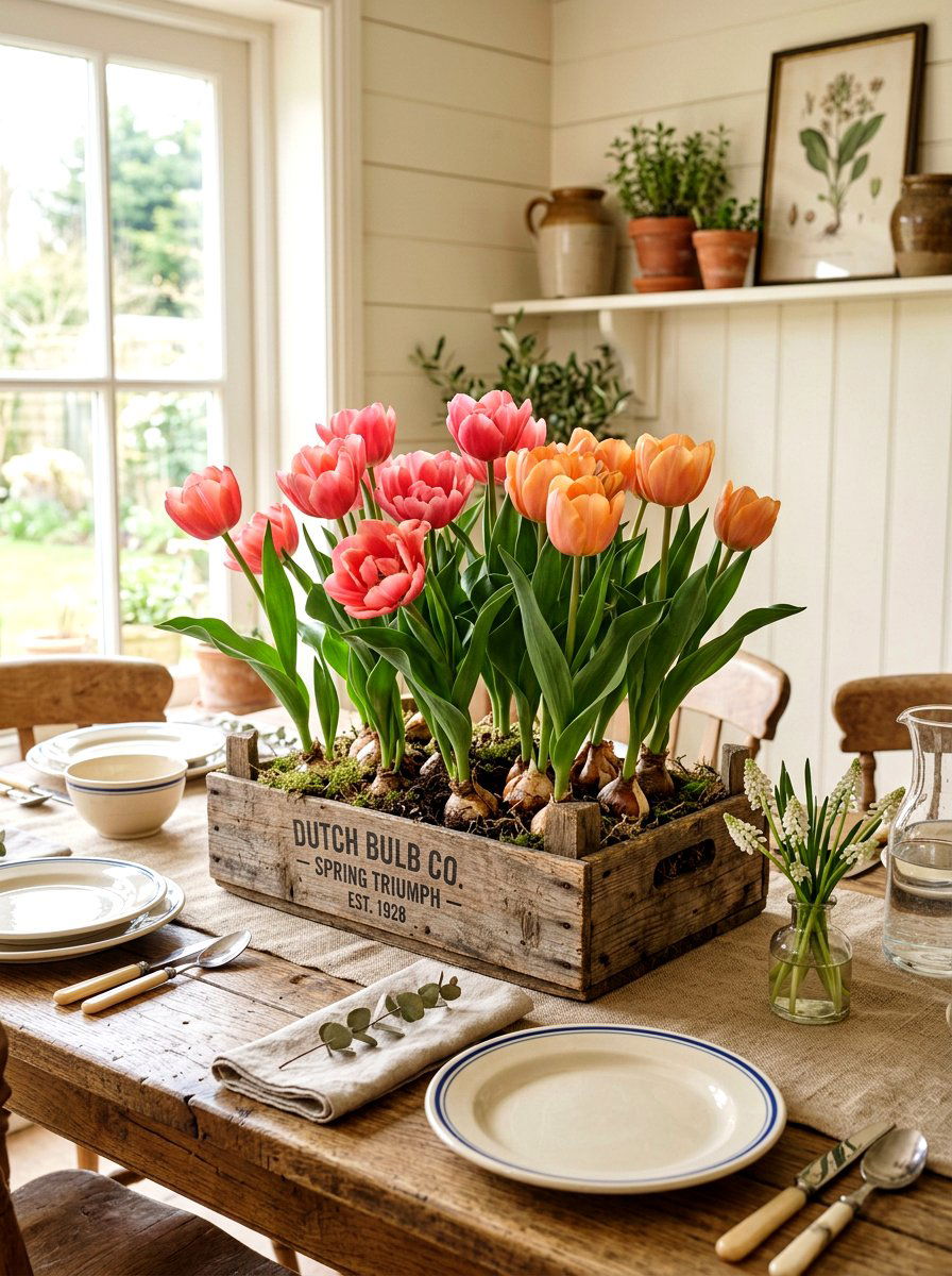 Forced Bulbs In Wooden Crates - 25 Spring Bulb Forcing Ideas