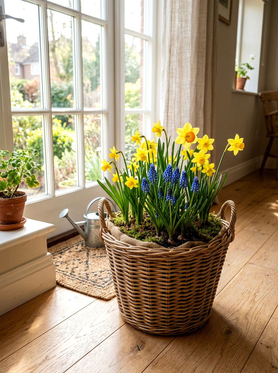 Forcing Bulbs In Wicker Baskets - 25 Spring Bulb Forcing Ideas