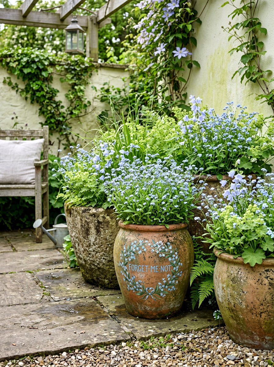 Forget Me Not Pots - 25 Spring Potted Plant Ideas