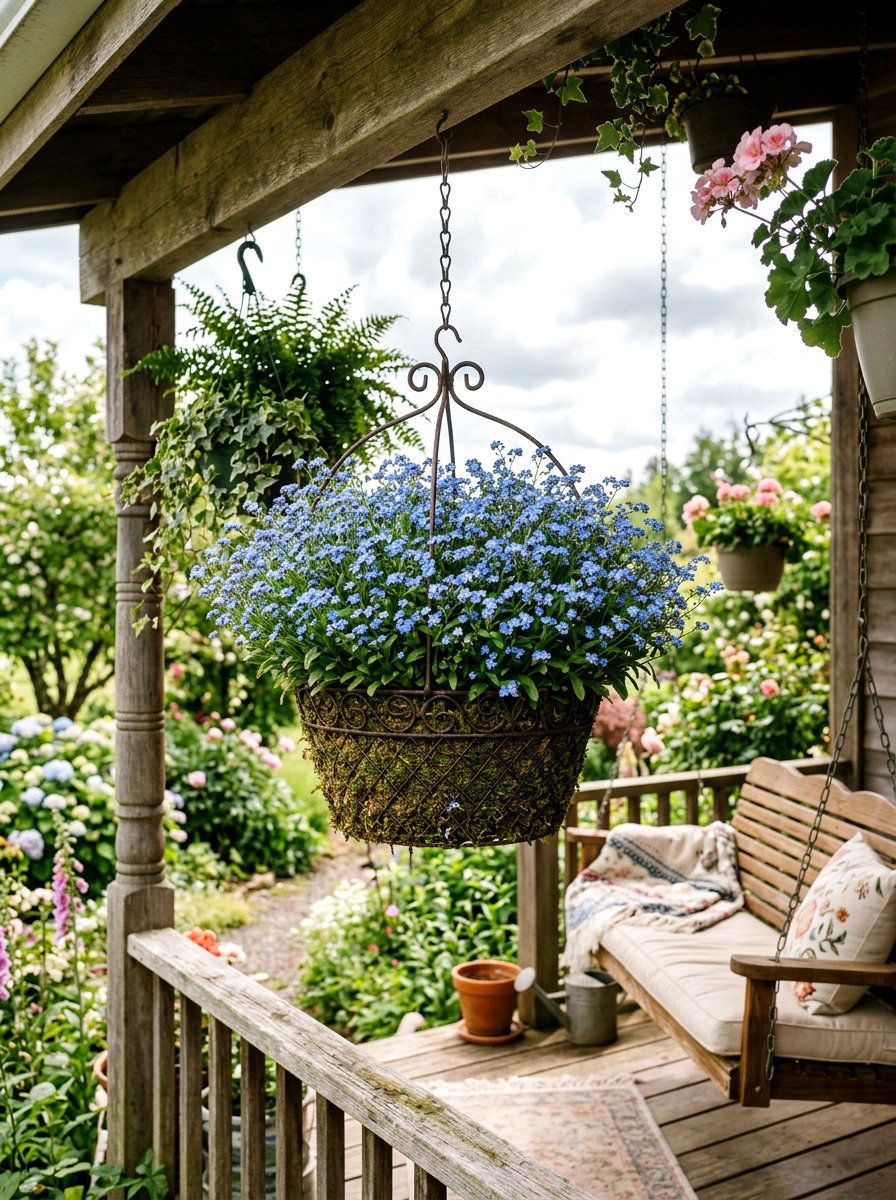 Forget me not basket - 25 Spring Container Garden Ideas