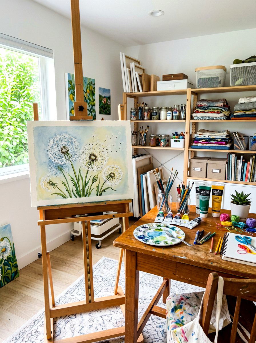 Fork Painted Dandelion - 25 Spring Kids Craft Ideas